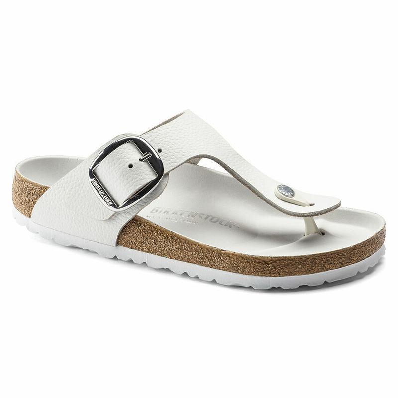 Birkenstock Big Přezkou Læder Gizeh Dame Hvide | DK 425RVD